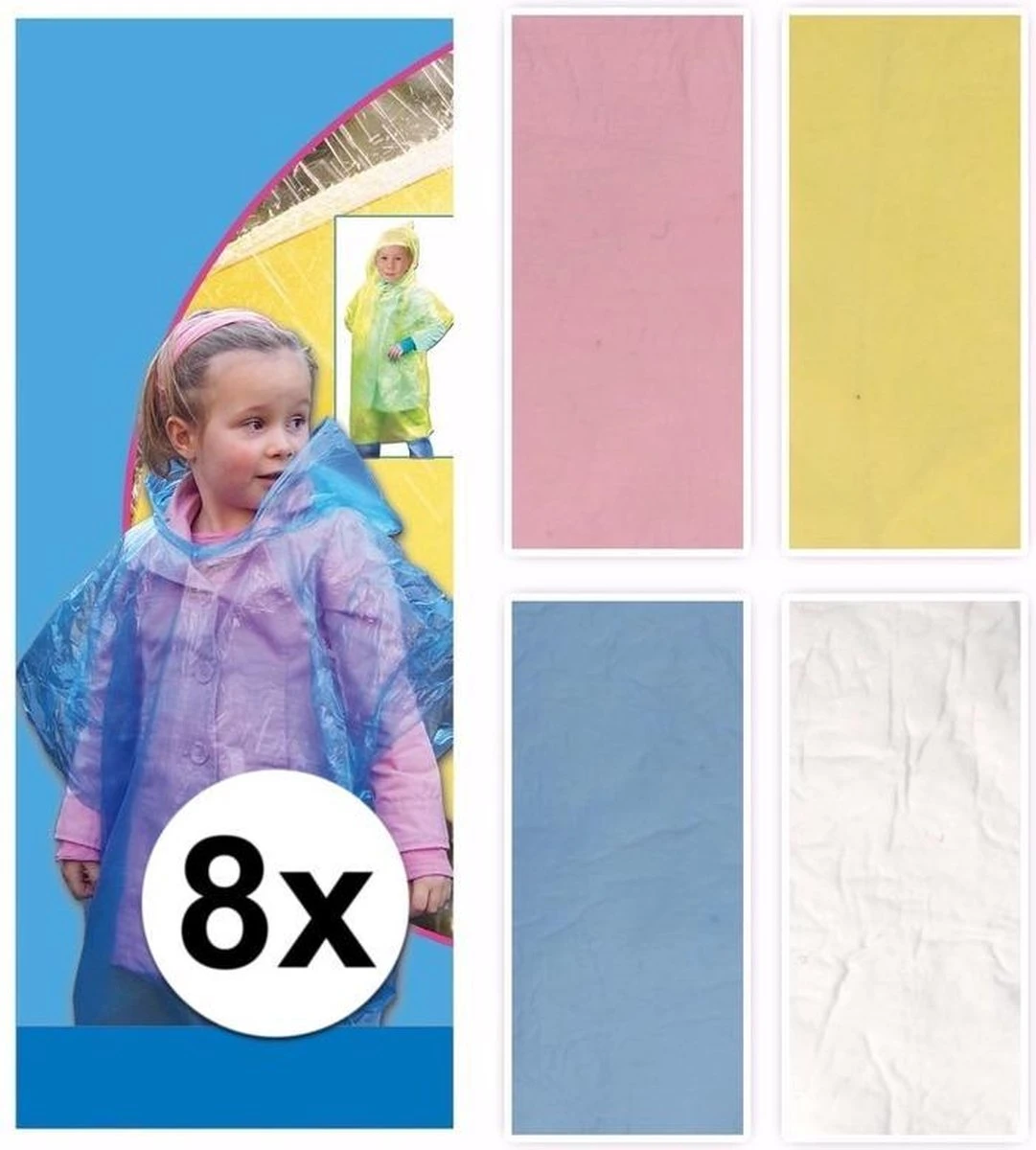 Merkloos 8 X Regen Poncho Voor Kinderen Blauw 3 Merkloos 8 X Regen Poncho Voor Kinderen Blauw