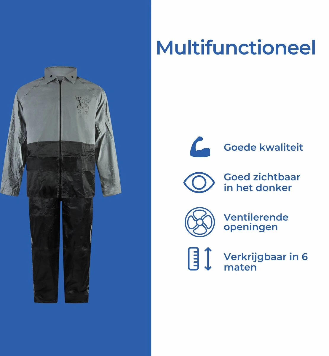 C-Line Regenpak Met Capuchon - Reflecterende Jas - Nieuw Model - Volwassen Maat M 8 C-Line Regenpak Met Capuchon - Reflecterende Jas - Nieuw Model - Volwassen Maat M - Afbeelding 6