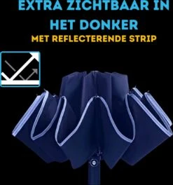 Stormparaplu - Paraplu - Opvouwbaar - Reflecterend - Automatisch Omgekeerd Uitklapsysteem - Windbestendig Tot 140 Km/h - Incl. Luxe Beschermhoes 16 Stormparaplu - Paraplu - Opvouwbaar - Reflecterend - Automatisch Omgekeerd Uitklapsysteem - Windbestendig Tot 140 Km/h - Incl. Luxe Beschermhoes -Regenjassenwinkel 1123x1200