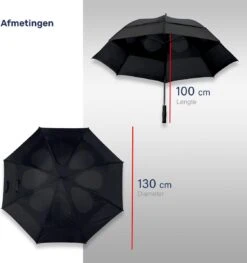 XL Stormproof Paraplu - Storm Bestendig - Ø Ca. 130CM - Zwart - Stormparaplu - Paraplu Volwassenen -Regenjassenwinkel 1126x1200