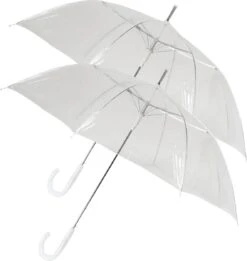 2x Elegante Transparant Plastic Paraplu 104 Cm - Doorzichtige Paraplu - Trouwparaplu - Bruidsparaplu - Trouwen - Bruiloft - Fashionable