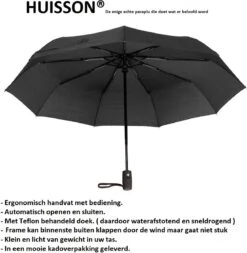 HUISSON Paraplu Stormparaplu Automatisch Uit En Inklapbaar Opvouwbaar Lichtgewicht 330 Gram Windproof Zwart 24 HUISSON Paraplu Stormparaplu Automatisch Uit En Inklapbaar Opvouwbaar Lichtgewicht 330 Gram Windproof Zwart -Regenjassenwinkel 1170x1200