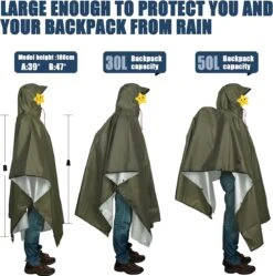 Anyoo Lichte Waterdichte Regenjas Poncho, Herbruikbaar, Ripstop, Ademende Multifunctionele Regenjas Met Capuchon, Opvouwbare Beschermhoes, Onderkant, Ideaal Voor Buiten, Camping, Wandelen, Vissen -Regenjassenwinkel 1192x1200 3