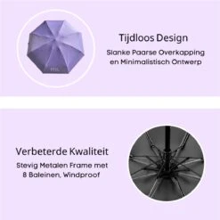 PLU - Paraplu - Opvouwbaar - Inklapbaar - Met Luxe Beschermhoes - Met Reisetui - Windproof - Fashionable - Lichtgewicht - Paars -Regenjassenwinkel 1198x1200 8