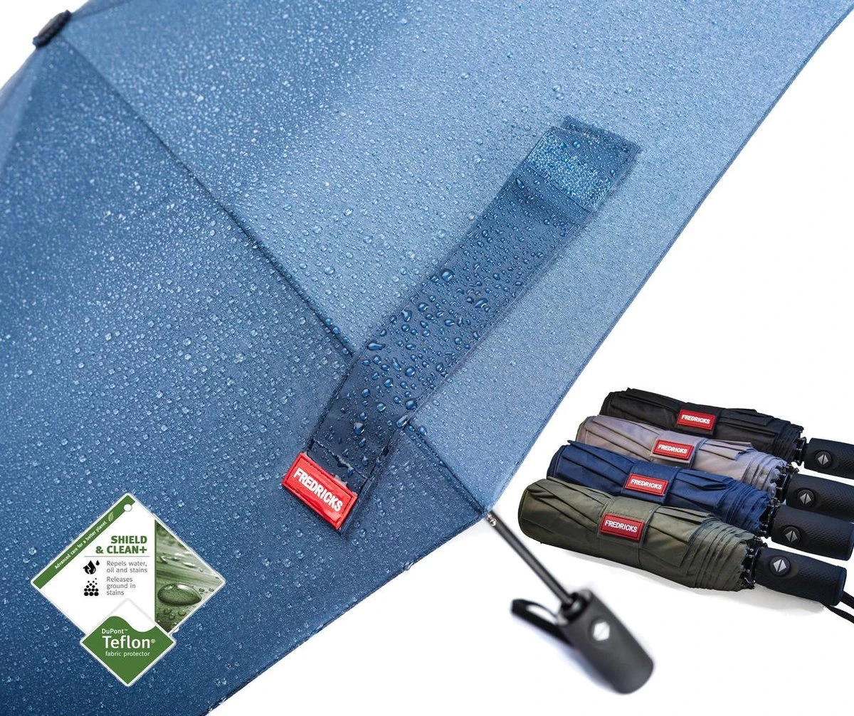 Merkloos Fredricks - Sterke Compacte Opvouwbare Tasformaat Paraplu - Stormbestendig >100 Km/u - Opent En Sluit Automatisch - Ø 97cm - Waterafstotende Teflon Coating - Sneldrogend - Donkerblauw 3 Merkloos Fredricks - Sterke Compacte Opvouwbare Tasformaat Paraplu - Stormbestendig >100 Km/u - Opent En Sluit Automatisch - Ø 97cm - Waterafstotende Teflon Coating - Sneldrogend - Donkerblauw