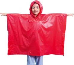 Merkloos Regenponcho - Regenjas - Regenkleding - Kinderen - Jongens - Meisjes - Herbruikbaar - One-size - PVC- Rood -Regenjassenwinkel 1200x1056 3
