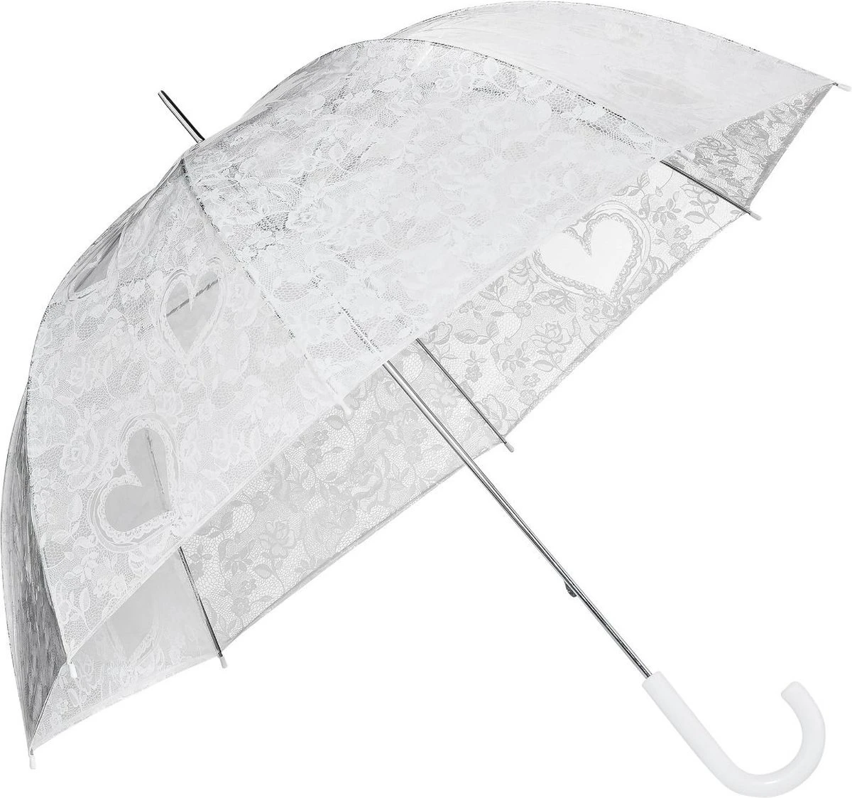 Paraplu Met Hartjes TRANSPARANT - HANDOPENING - Ø 95 CM - TRANSPARANT - Paraplu - Fashion Dessin 4 Paraplu Met Hartjes TRANSPARANT - HANDOPENING - Ø 95 CM - TRANSPARANT - Paraplu - Fashion Dessin - Afbeelding 2