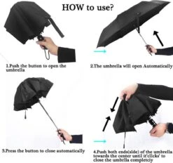 IBright Storm Paraplu - Paraplu - Extra Sterk - Opvouwbaar - Automatisch Uitklapbaar - Ø 105 - Inclusief Beschermhoes -Regenjassenwinkel 1200x1129