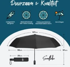 Sunflake Stormparaplu Opvouwbaar - Stormbestendig Tot 140km/u - Automatisch Uitklapbaar - Incl. Beschermhoes En Reisetui - Zwart 14 Sunflake Stormparaplu Opvouwbaar - Stormbestendig Tot 140km/u - Automatisch Uitklapbaar - Incl. Beschermhoes En Reisetui - Zwart -Regenjassenwinkel 1200x1145