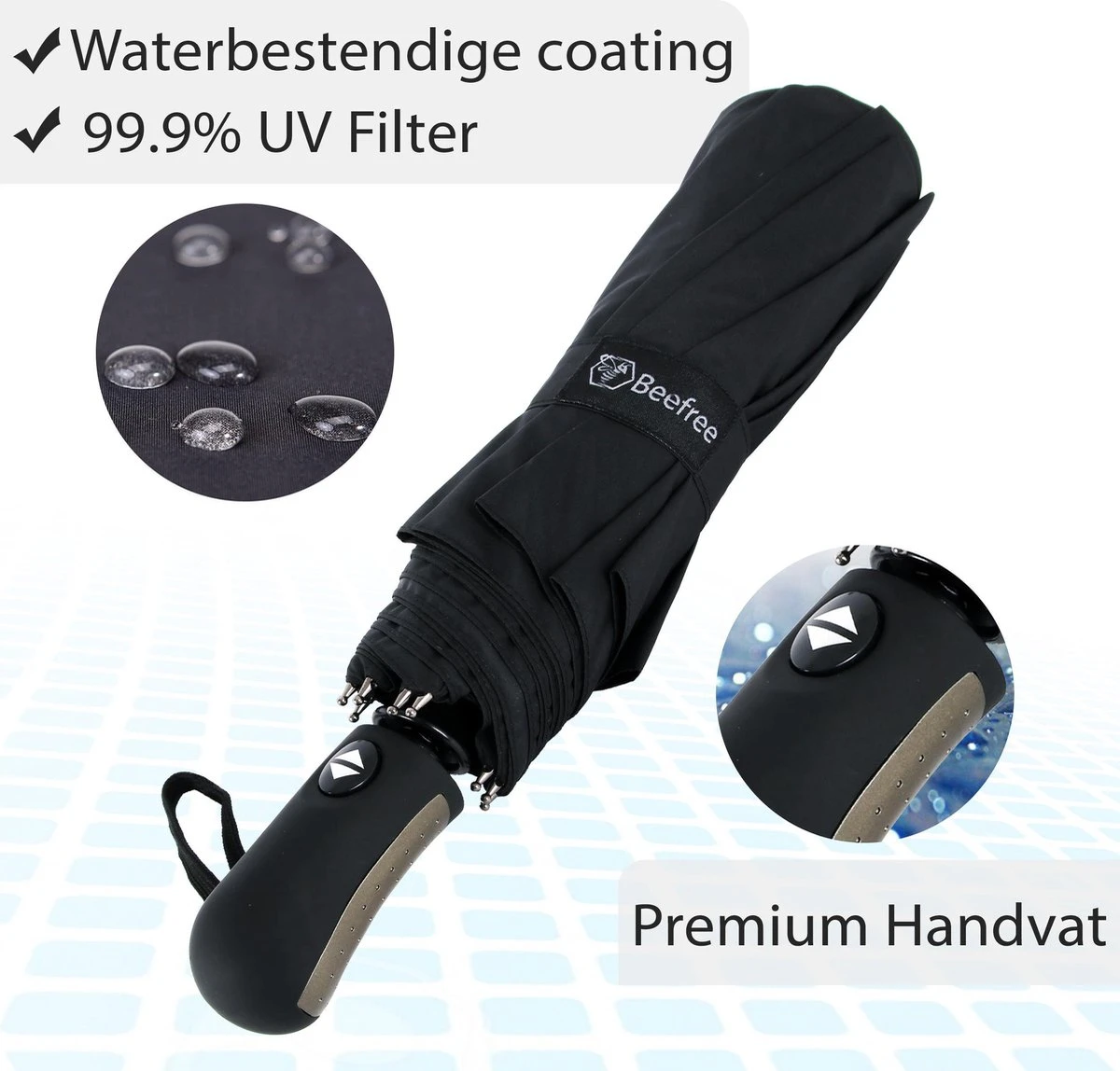 Beefree - Automatische King-size Stormparaplu Ø 123 Cm - Zwart 8 Beefree - Automatische King-size Stormparaplu Ø 123 Cm - Zwart - Afbeelding 6