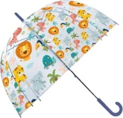 Merkloos Kinder Paraplu Jungle Transparant 48 Cm - Jungle Dieren Thema