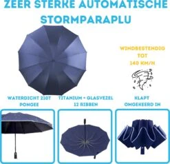 Stormparaplu - Paraplu - Opvouwbaar - Reflecterend - Automatisch Omgekeerd Uitklapsysteem - Windbestendig Tot 140 Km/h - Incl. Luxe Beschermhoes 14 Stormparaplu - Paraplu - Opvouwbaar - Reflecterend - Automatisch Omgekeerd Uitklapsysteem - Windbestendig Tot 140 Km/h - Incl. Luxe Beschermhoes -Regenjassenwinkel 1200x1156 2