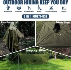 Anyoo Lichte Waterdichte Regenjas Poncho, Herbruikbaar, Ripstop, Ademende Multifunctionele Regenjas Met Capuchon, Opvouwbare Beschermhoes, Onderkant, Ideaal Voor Buiten, Camping, Wandelen, Vissen -Regenjassenwinkel 1200x1179 3