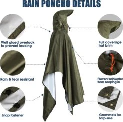 Anyoo Lichte Waterdichte Regenjas Poncho, Herbruikbaar, Ripstop, Ademende Multifunctionele Regenjas Met Capuchon, Opvouwbare Beschermhoes, Onderkant, Ideaal Voor Buiten, Camping, Wandelen, Vissen -Regenjassenwinkel 1200x1191 2
