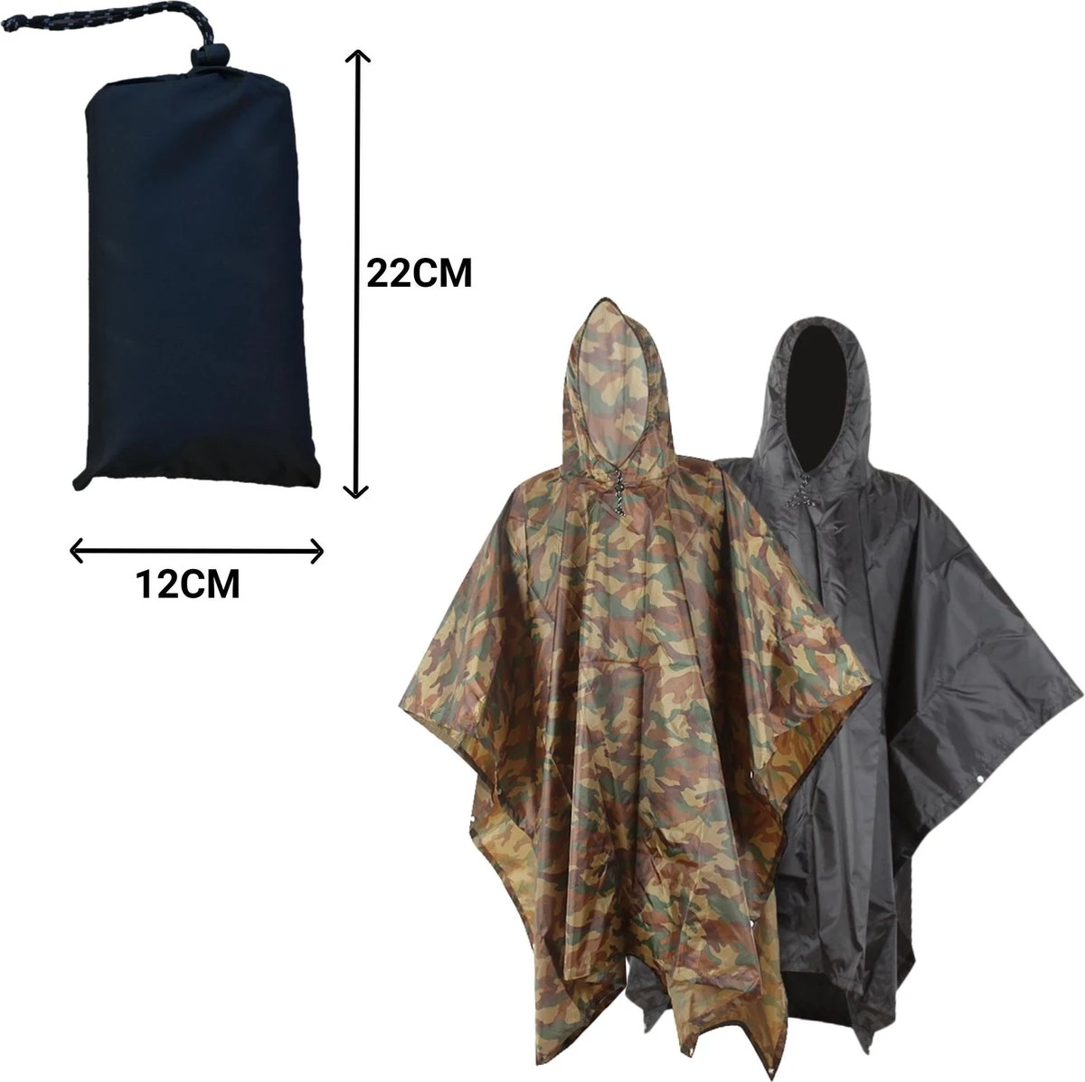 Regenponcho / Fietsponcho Herbruikbaar Voor Volwassenen ( Dames En Heren ) - 200x110cm - 100% Ripstop Polyester - Zwart 6 Regenponcho / Fietsponcho Herbruikbaar Voor Volwassenen ( Dames En Heren ) - 200x110cm - 100% Ripstop Polyester - Zwart - Afbeelding 4