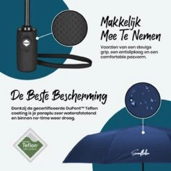 Sunflake Stormparaplu Opvouwbaar - Stormbestendig Tot 140km/u - Automatisch Uitklapbaar - Incl. Beschermhoes En Reisetui - Blauw 14 Sunflake Stormparaplu Opvouwbaar - Stormbestendig Tot 140km/u - Automatisch Uitklapbaar - Incl. Beschermhoes En Reisetui - Blauw -Regenjassenwinkel 1200x1200 102