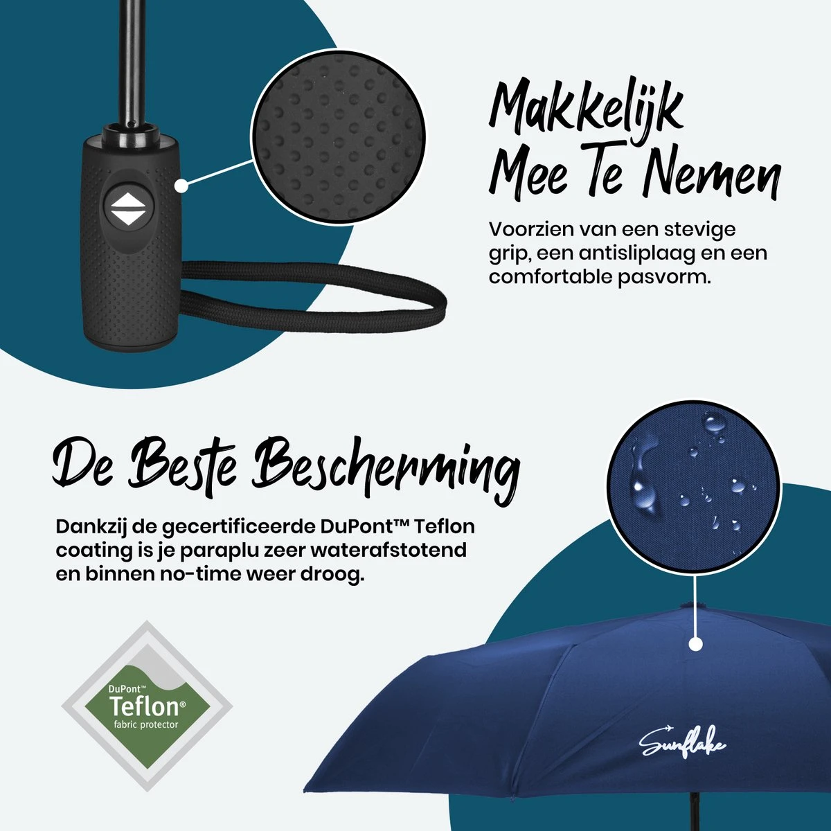 Sunflake Stormparaplu Opvouwbaar - Stormbestendig Tot 140km/u - Automatisch Uitklapbaar - Incl. Beschermhoes En Reisetui - Blauw 7 Sunflake Stormparaplu Opvouwbaar - Stormbestendig Tot 140km/u - Automatisch Uitklapbaar - Incl. Beschermhoes En Reisetui - Blauw - Afbeelding 5