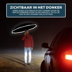 Stormparaplu - Opvouwbaar - 105 CM - Paraplu - Automatisch In En Uit Klapbaar - Stormbestendig Tot 140 Km/h - Luxe Beschermhoes -Regenjassenwinkel 1200x1200 18