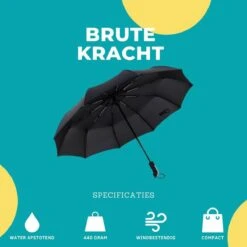 Paraplu - Stormparaplu - Opvouwbaar - Storm- En Regenbestendig - Automatisch Uitklapbaar - Zwart -Regenjassenwinkel 1200x1200