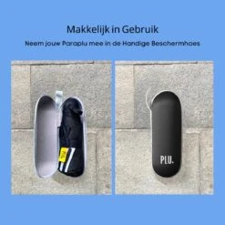 PLU - Paraplu - Opvouwbaar - Inklapbaar - Met Luxe Beschermhoes - Met Reisetui - Windproof - Fashionable - Lichtgewicht - Zwart -Regenjassenwinkel 1200x1200 264