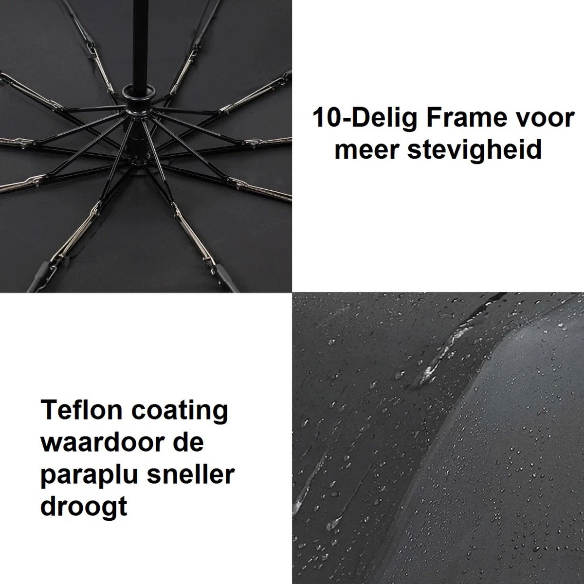 Paraplu - Stormparaplu - Automatisch Uitklapbaar - Opvouwbaar - Zwart - 110 Cm XL - Open En Dicht Knop - Stormbestendig Tot 140 K/m 5 Paraplu - Stormparaplu - Automatisch Uitklapbaar - Opvouwbaar - Zwart - 110 Cm XL - Open En Dicht Knop - Stormbestendig Tot 140 K/m - Afbeelding 3