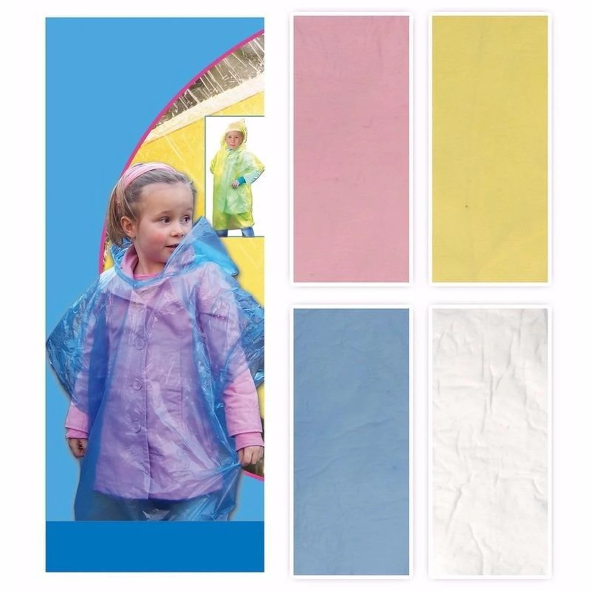 Merkloos 8 X Regen Poncho Voor Kinderen Blauw 4 Merkloos 8 X Regen Poncho Voor Kinderen Blauw - Afbeelding 2