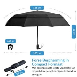 Volcan Stormparaplu Opvouwbaar - Stormparaplu's - Inklapbaar - Ø 105 Cm - Windproof Tot 100km P/u - Grote Paraplu - Automatisch - Zwart 14 Volcan Stormparaplu Opvouwbaar - Stormparaplu's - Inklapbaar - Ø 105 Cm - Windproof Tot 100km P/u - Grote Paraplu - Automatisch - Zwart -Regenjassenwinkel 1200x1200 55
