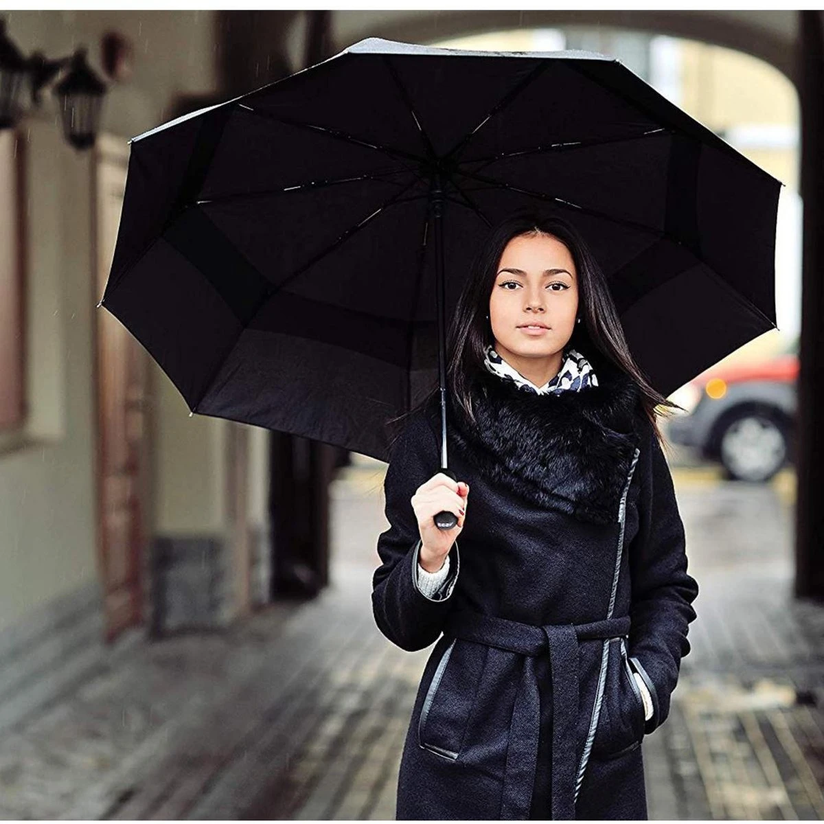 Volcan Stormparaplu Opvouwbaar - Stormparaplu's - Inklapbaar - Ø 105 Cm - Windproof Tot 100km P/u - Grote Paraplu - Automatisch - Zwart 9 Volcan Stormparaplu Opvouwbaar - Stormparaplu's - Inklapbaar - Ø 105 Cm - Windproof Tot 100km P/u - Grote Paraplu - Automatisch - Zwart - Afbeelding 7