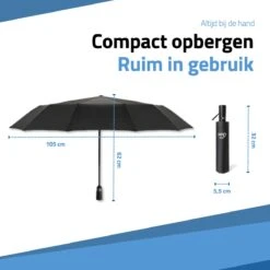 GOAT Outdoor® Stormparaplu - Paraplu - Opvouwbaar - Windproof Tot 100kmp/u - ⌀ 105 Cm - Paraplu - Zwart -Regenjassenwinkel 1200x1200 67