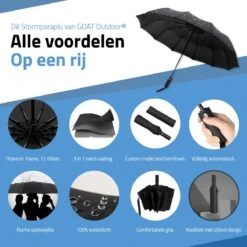 GOAT Outdoor® Stormparaplu - Paraplu - Opvouwbaar - Windproof Tot 100kmp/u - ⌀ 105 Cm - Paraplu - Zwart -Regenjassenwinkel 1200x1200 71