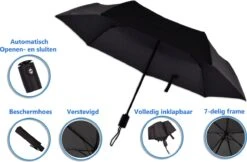 Automatische Stormparaplu - Paraplu – Automatisch, Opvouwbaar & Windproof Tot 70 - 80 Km P/u - Ø 95 Cm - 7 Panelen - Dubbele Laag - Zwart -Regenjassenwinkel 1200x786