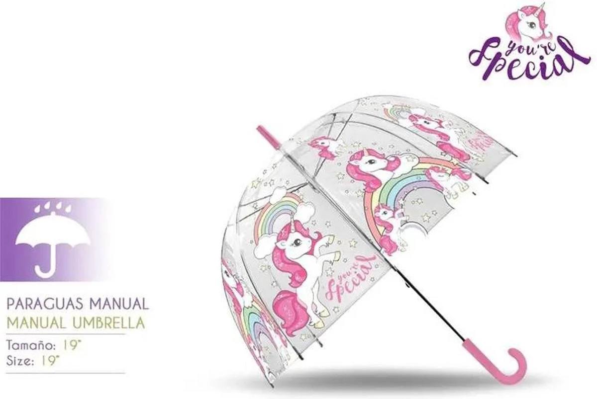 Merkloos Kinderparaplu Unicorn - Transparant 4 Merkloos Kinderparaplu Unicorn - Transparant - Afbeelding 2