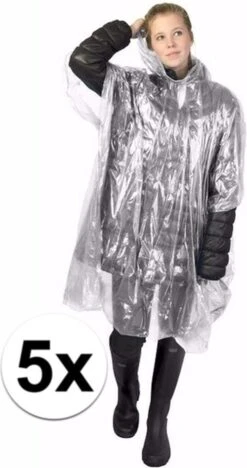 Merkloos 5x Wegwerp Regenponcho Wit - Poncho -Regenjassenwinkel 633x1200 3