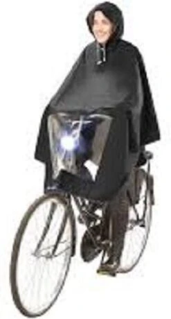 Poncho Regenponcho - Fietsponcho Fiets - Koplampproof Transparant - één Maat Kleur Zwart -Regenjassenwinkel 645x1200