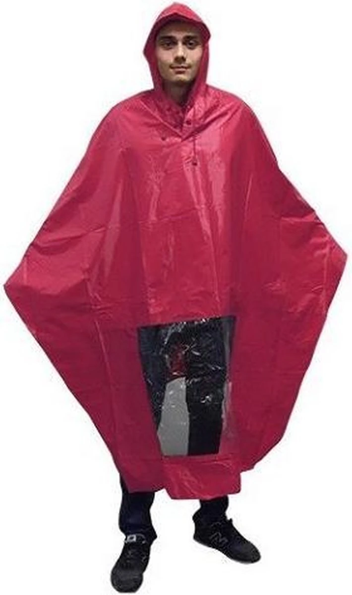 Poncho Regenponcho - Fietsponcho Fiets - Koplampproof Transparant - One Size Unisex Bordeaux - Sport-Plein 4 Poncho Regenponcho - Fietsponcho Fiets - Koplampproof Transparant - One Size Unisex Bordeaux - Sport-Plein - Afbeelding 2