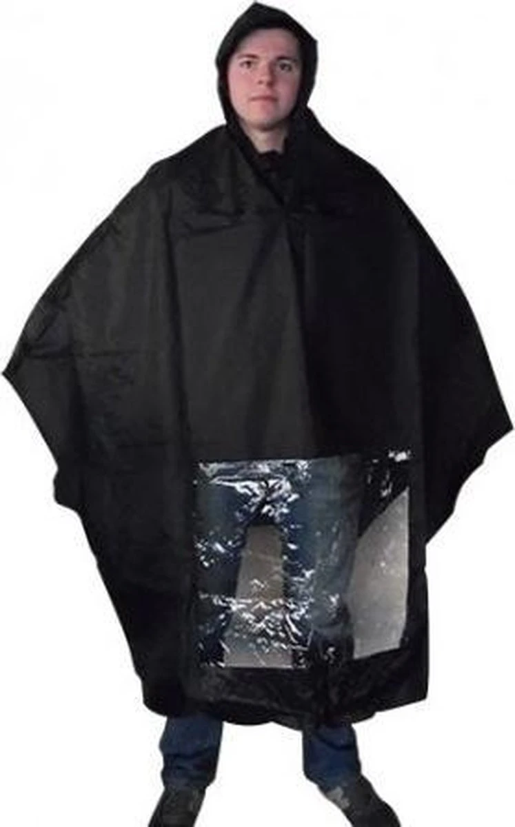 Poncho Regenponcho - Fietsponcho Fiets - One Size - Unisex Zwart - Sport-Plein 4 Poncho Regenponcho - Fietsponcho Fiets - One Size - Unisex Zwart - Sport-Plein - Afbeelding 2