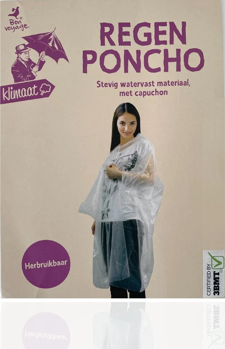 3BMT Regen Poncho Herbruikbaar - Stevig, Watervast En Voorzien Van Capuchon 3 3BMT Regen Poncho Herbruikbaar - Stevig, Watervast En Voorzien Van Capuchon